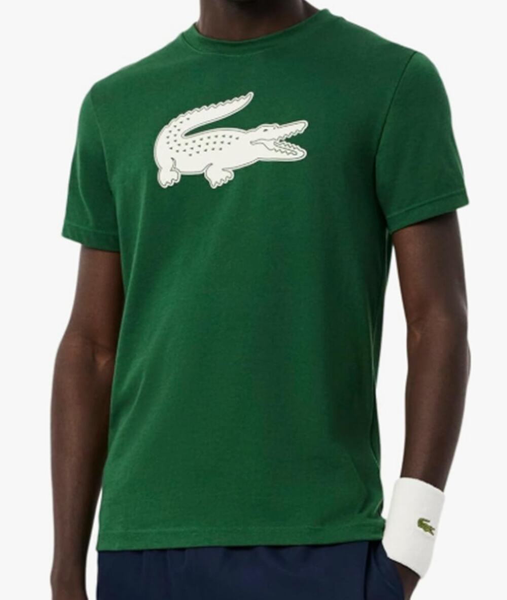 Lacoste Men's Short Sleeve Regular-fit Ultra Dry Graphic Tee Shirt Vert/Blanc L